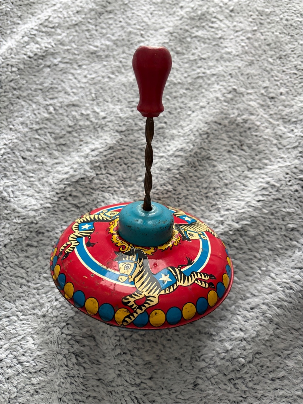 Vintage Red Circus Spinning Top